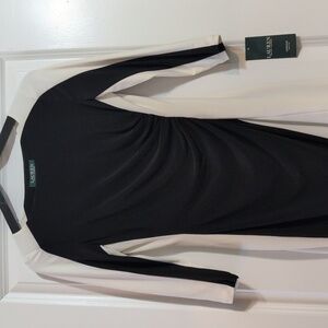 Black and White Ruched Dress